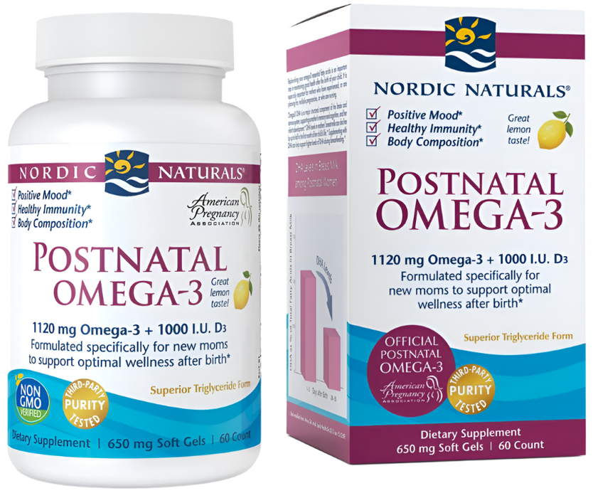 Nordic Naturals Postnatal Omega-3, 1120mg Lemon - 60 softgels