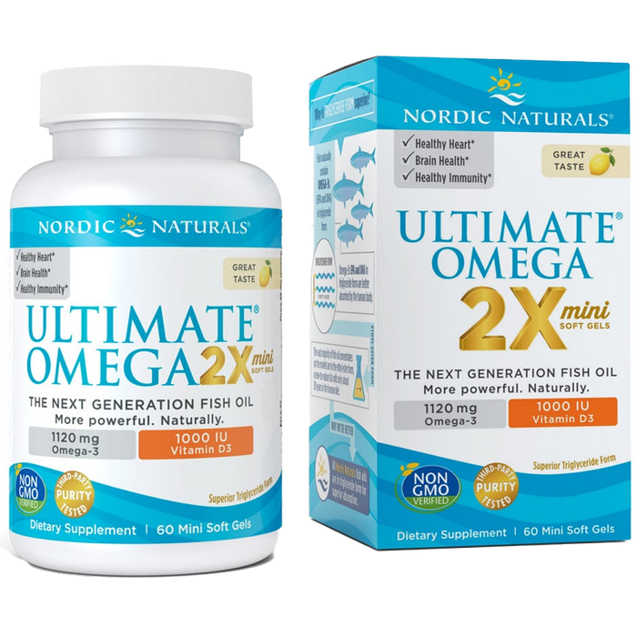 Nordic Naturals Ultimate Omega 2X Mini with Vitamin D3, 1120mg Lemon - 60 softgels