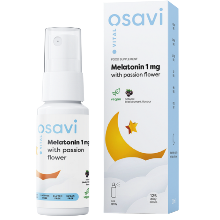 Osavi Melatonin with Passion Flower Oral Spray 1mg (Blackcurrant)  25 ml.