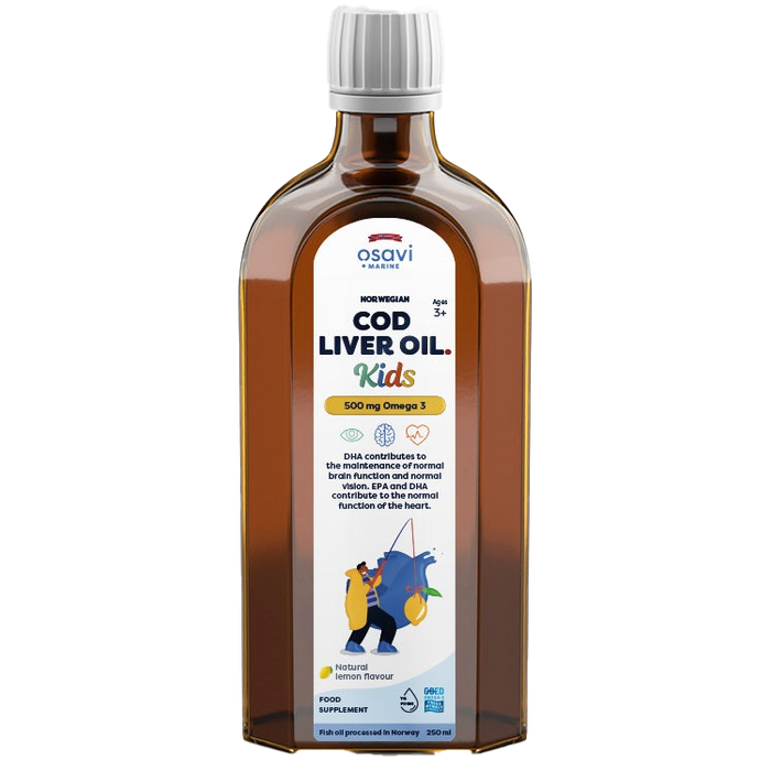 Osavi Norwegian Cod Liver Oil Kids, 500mg Omega 3 (Lemon) - 250 ml.