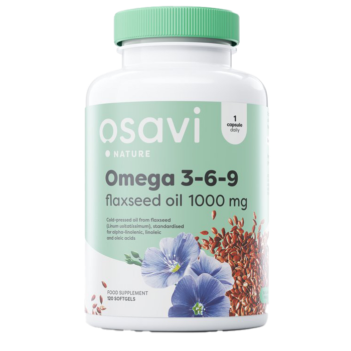 Osavi Omega 3-6-9 Flaxseed Oil, 1000mg - 120 softgels