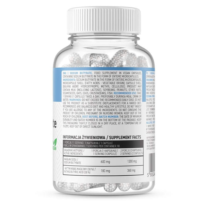 OstroVit Sodium Butyrate, 600mg - 90 caps