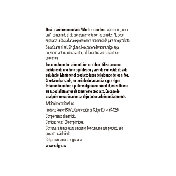 Solgar Chelated Copper 100 TAB