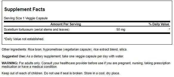 Swanson Full Spectrum Sceletium Tortuosum, 50mg 60 Veg Capsules - Health and Wellbeing at MySupplementShop by Swanson