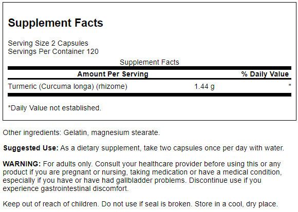 Swanson Full Spectrum Turmeric 720 mg 240 Capsules - Joint Support at MySupplementShop by Swanson