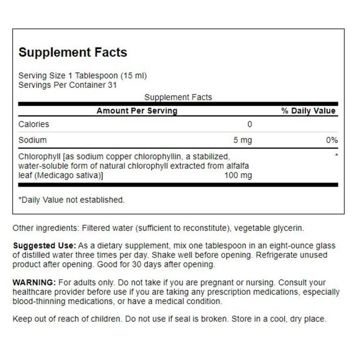 Swanson Liquid Chlorophyll 100 mg 16 fl oz Liquid - Supplements at MySupplementShop by Swanson
