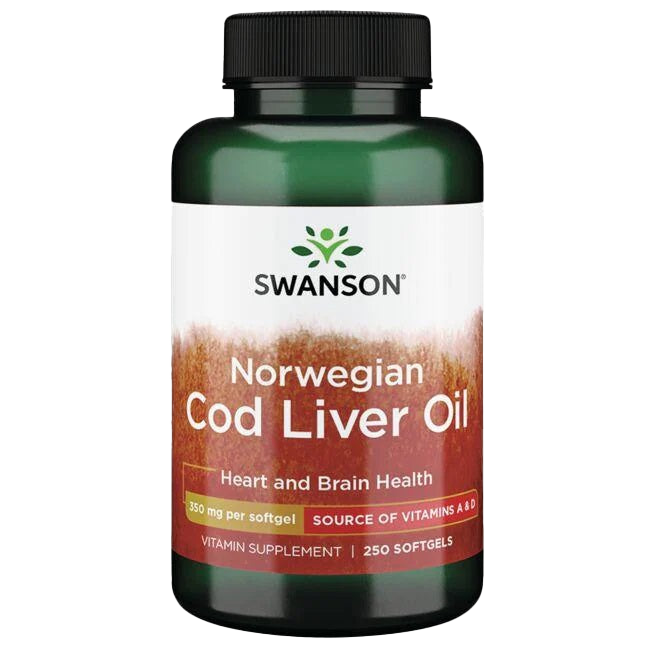 Swanson Norwegian Cod Liver Oil, 350mg - 250 softgels