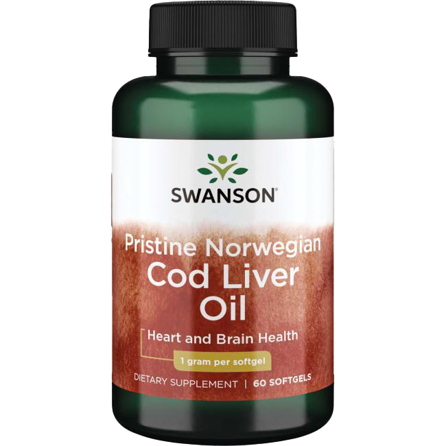 Swanson Pristine Norwegian Cod Liver Oil, 1000mg - 60 softgels