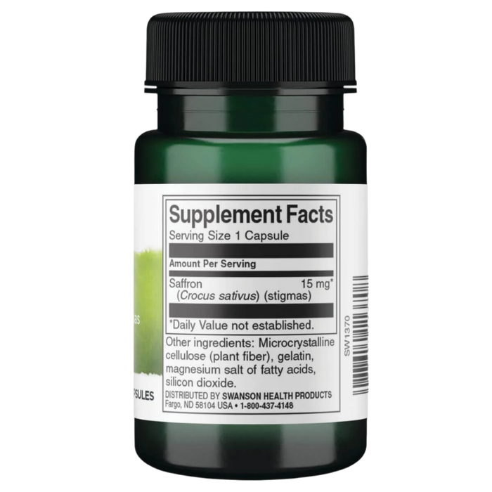 Swanson Saffron Whole Ground Stigmas 15 mg 60 Capsules