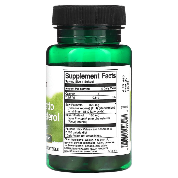 Swanson Saw Palmetto & Beta-Sitosterol - 30 softgels - Sports Supplements at MySupplementShop by Swanson