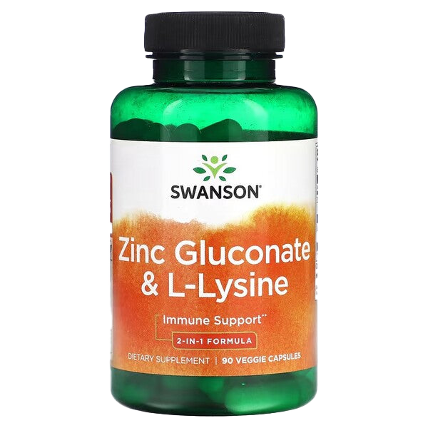 Swanson Zinc Gluconate & L-Lysine - 90 vcaps