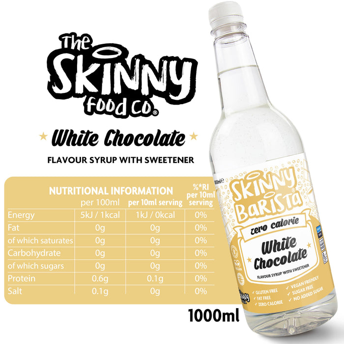 The Skinny Food Co Coffee Syrup 1000ml  White Chocolate - Sports Nutrition at MySupplementShop by The Skinny Food Co