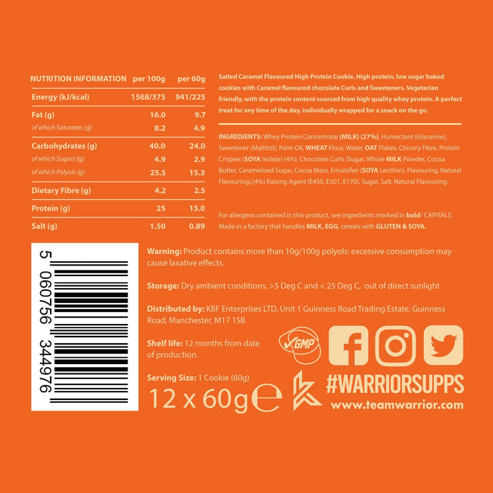 Warrior Protein Cookies 12 x 60g - Protein Bars at MySupplementShop by Warrior