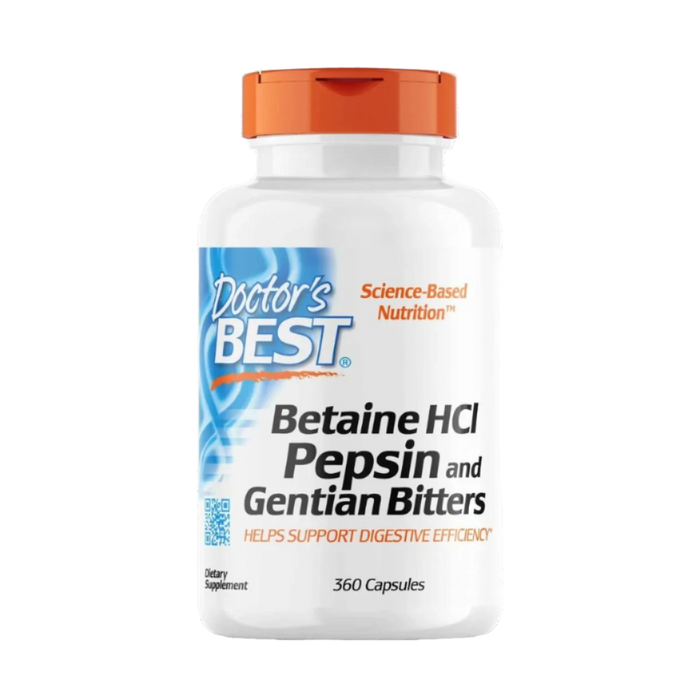 Doctor's Best Betain HCl Pepsin &amp; Gentian Bitters – 360 Kapseln