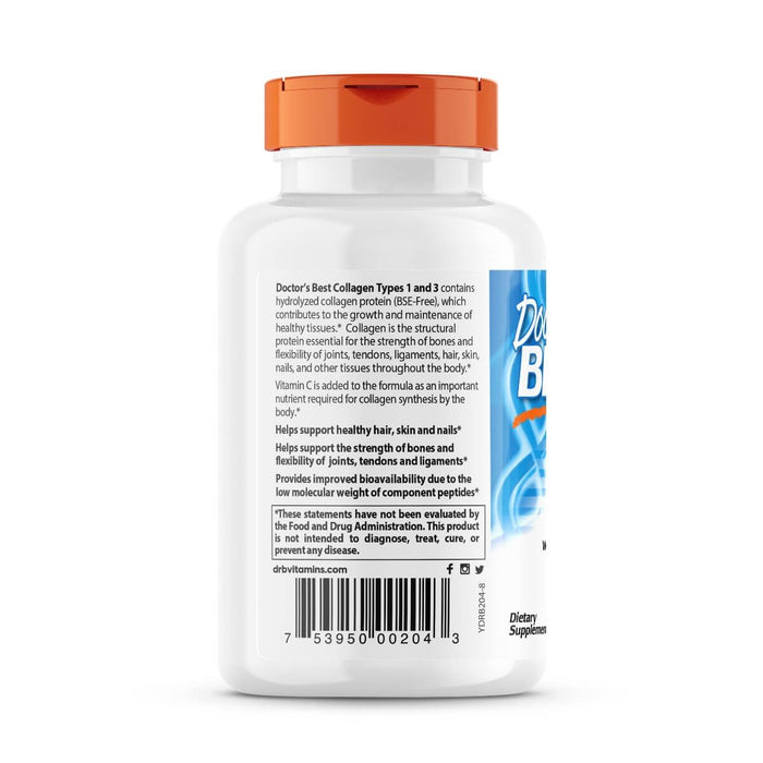 Doctor's Best Collagen Types 1 and 3 with Peptan and Vitamin C 1,000mg 180 Tablets - Joint Support at MySupplementShop by Doctor's Best