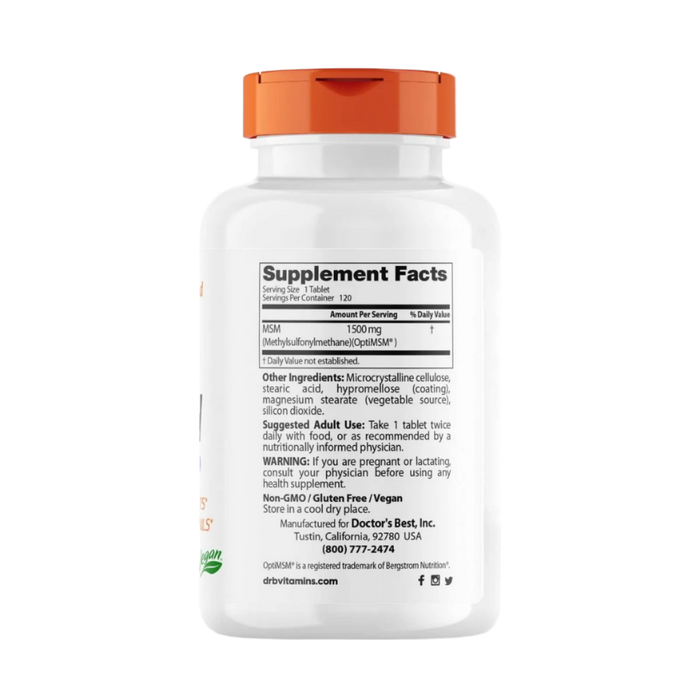 Doctor's Best MSM with OptiMSM 1,500 mg 120 Tablets