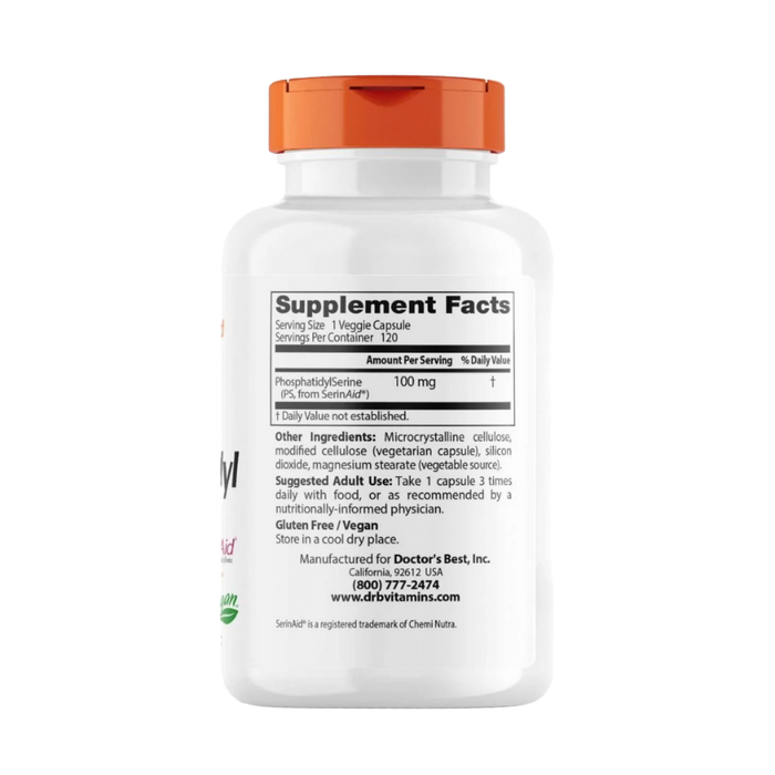 Doctor's Best Phosphatidylserine with SerinAid, 100 mg 120 Veggie Capsules