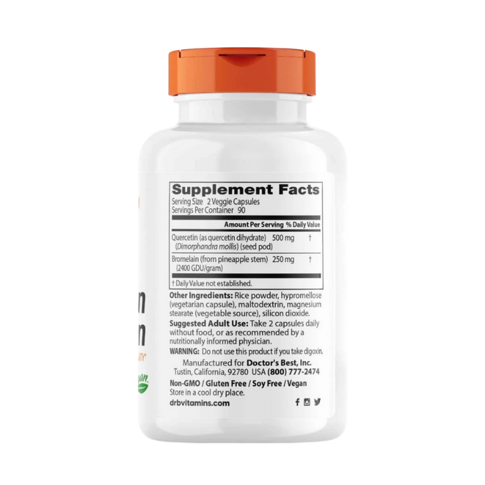 Doctor's Best Quercetin Bromelain – 180 Kapseln