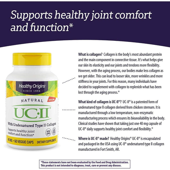 Healthy Origins UC II, Undenatured Type II Collagen 40mg 60 Capsules - Skin Care at MySupplementShop by Healthy Origins