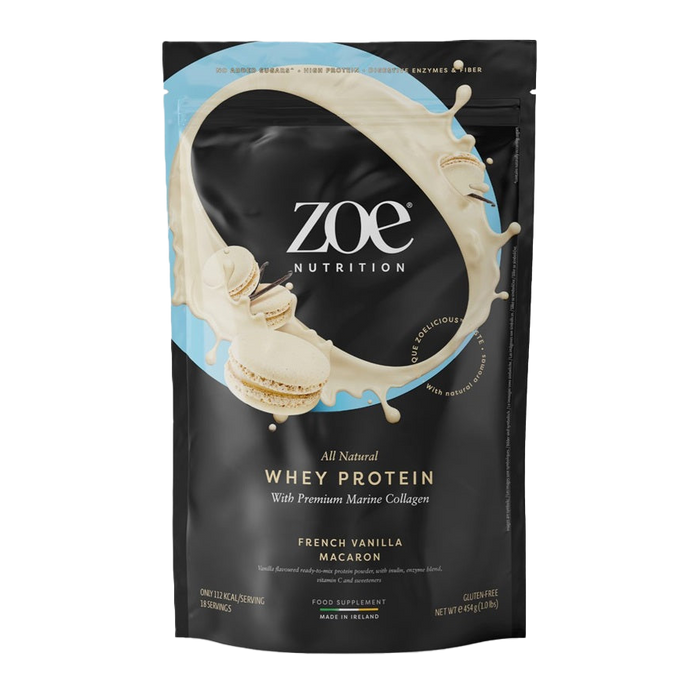 ZOE Nutrition Whey Protein with Premium Marine Collagen, French Vanilla Macaron - 454g