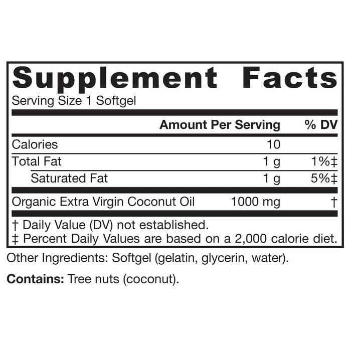 Jarrow Formulas Organic Extra Virgin Coconut Oil 1000mg 120 Softgels - Omegas, EFAs, CLA, Oils at MySupplementShop by Jarrow Formulas