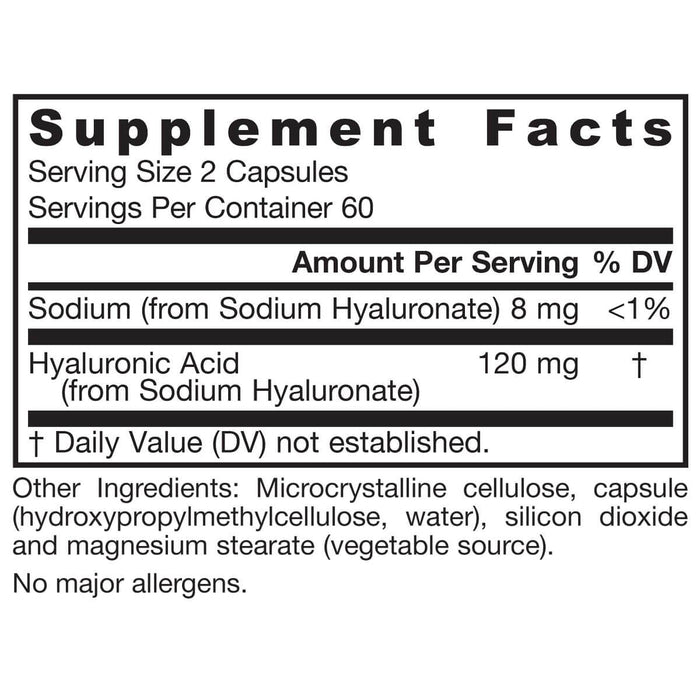 Jarrow Formulas Hyaluronic Acid 60mg 120 Veggie Capsules - Health and Wellbeing at MySupplementShop by Jarrow Formulas