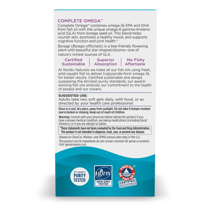 Nordic Naturals Complete Omega 3,6,9 180 Softgels (Lemon) - Omegas, EFAs, CLA, Oils at MySupplementShop by Nordic Naturals