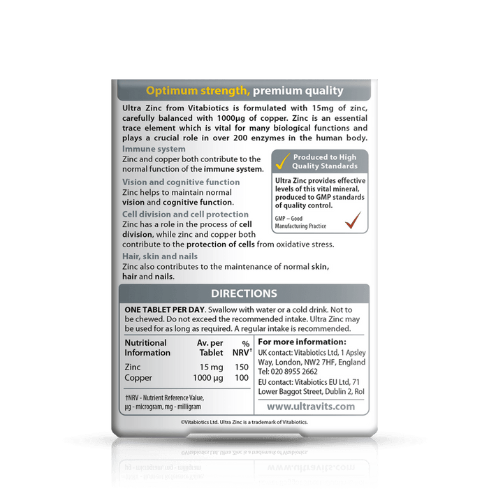 Vitabiotics Ultra Zinc 15mg with Copper 60 Tablets