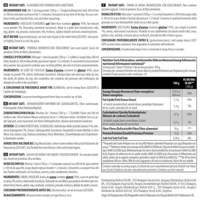 BioTechUSA Instant Oats, Chocolate - 1000g - Health Foods at MySupplementShop by BioTechUSA