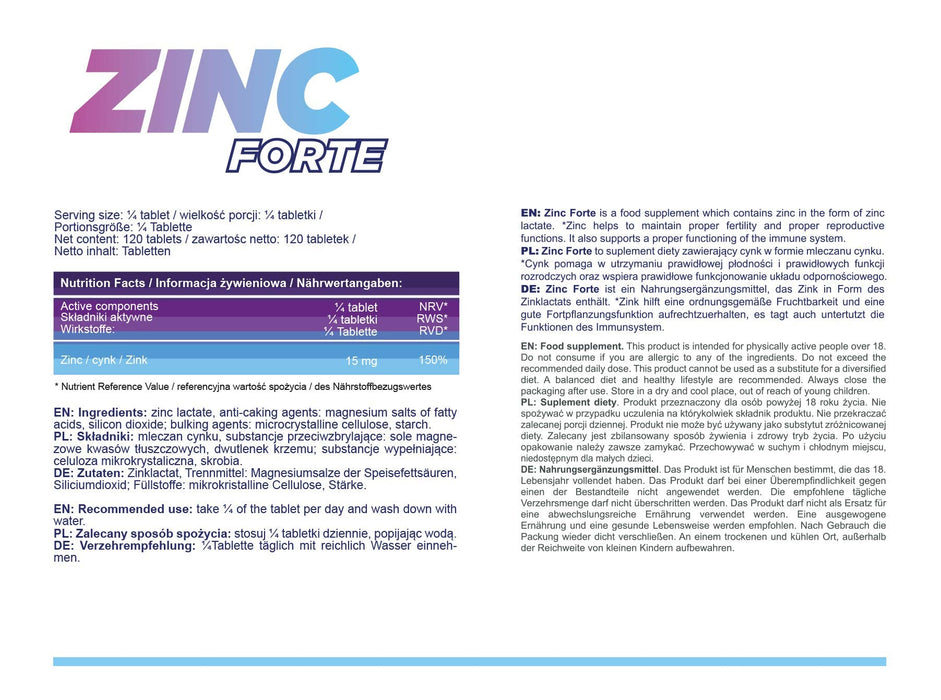 Allnutrition Zinc Forte - 120 tabs - Vitamins & Minerals at MySupplementShop by Allnutrition