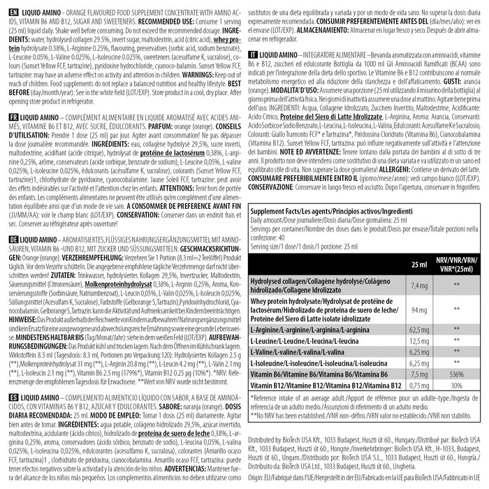 BioTechUSA Liquid Amino, Orange - 1000 ml. - Amino Acids and BCAAs at MySupplementShop by BioTechUSA
