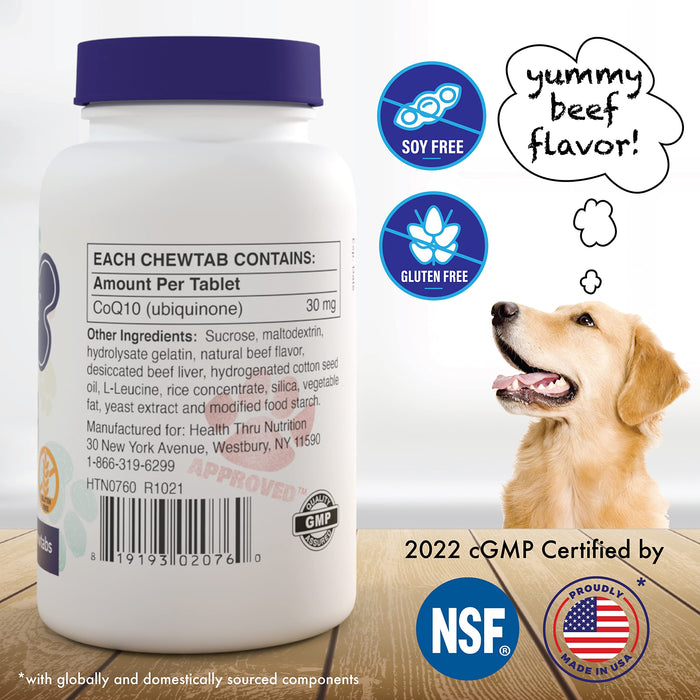 Health Thru Nutrition CoQ10 For Dogs, 30mg, Beef Flavour - 60 chewtabs - Multivitamins at MySupplementShop by Health Thru Nutrition