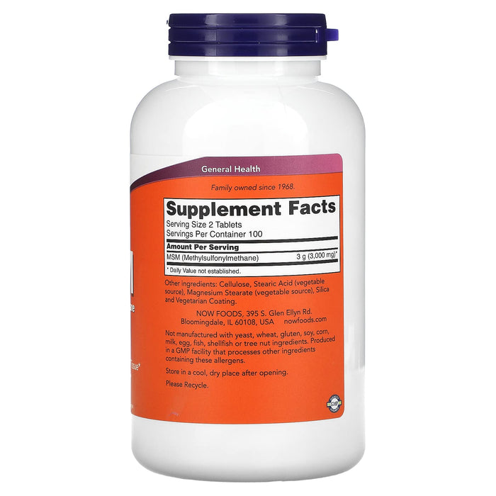 NOW Foods MSM Methylsulphonylmethane, 1500mg - 200 tabs - Joint Support at MySupplementShop by NOW Foods