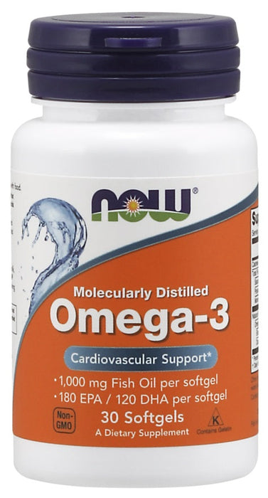 NOW Foods Omega-3 Molecularly Distilled - 30 softgels - Health and Wellbeing at MySupplementShop by NOW Foods