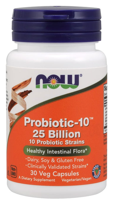 NOW Foods Probiotic-10, 25 Billion - 30 vcaps - Health and Wellbeing at MySupplementShop by NOW Foods