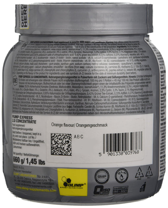 Olimp Nutrition Pump Express 2.0, Orange - 660 grams - Pre & Post Workout at MySupplementShop by Olimp Nutrition