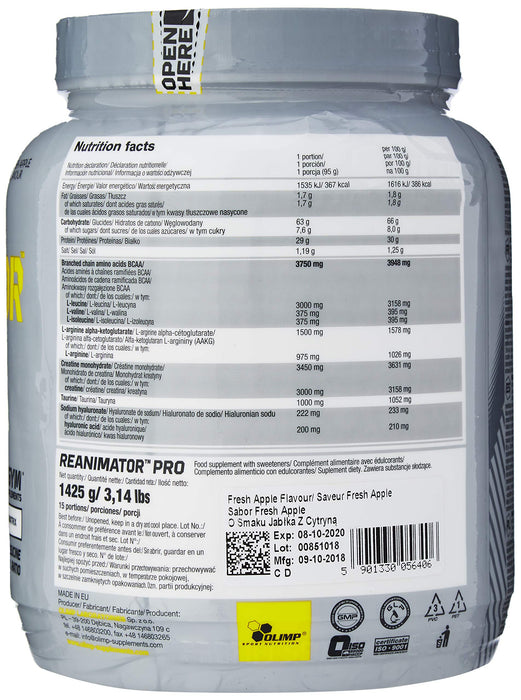 Olimp Nutrition Reanimator Pro, Fresh Apple - 1425 grams - Pre & Post Workout at MySupplementShop by Olimp Nutrition