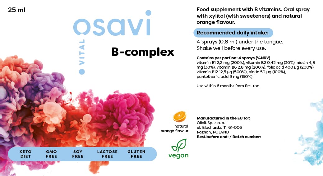 Osavi B-Complex Oral Spray, Orange - 25 ml. - Vitamins & Minerals at MySupplementShop by Osavi