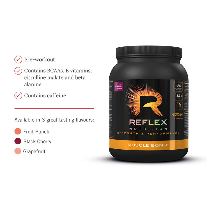 Reflex Nutrition Muscle Bomb, Black Cherry - 600 grams - Pre & Post Workout at MySupplementShop by Reflex Nutrition